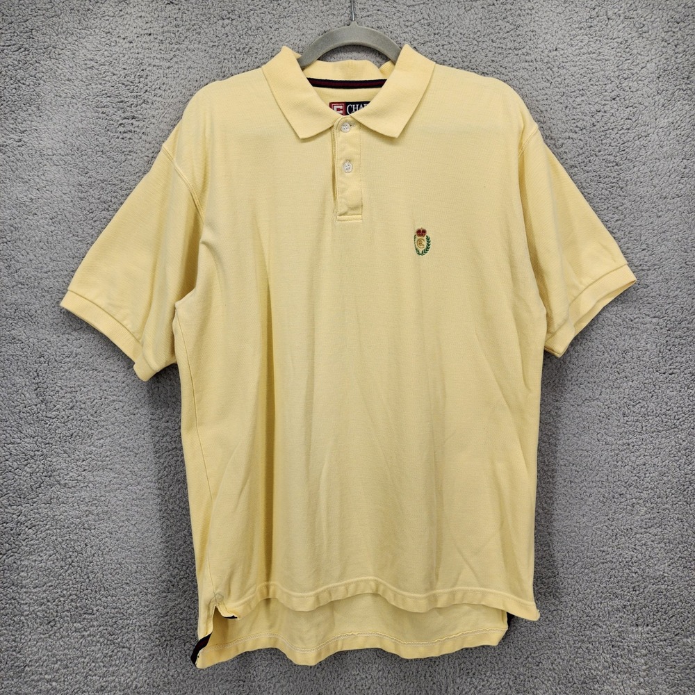 Chaps Ralph Lauren Mens Yellow Short Sleeve Pique Polo Shirt Crest Logo Size M